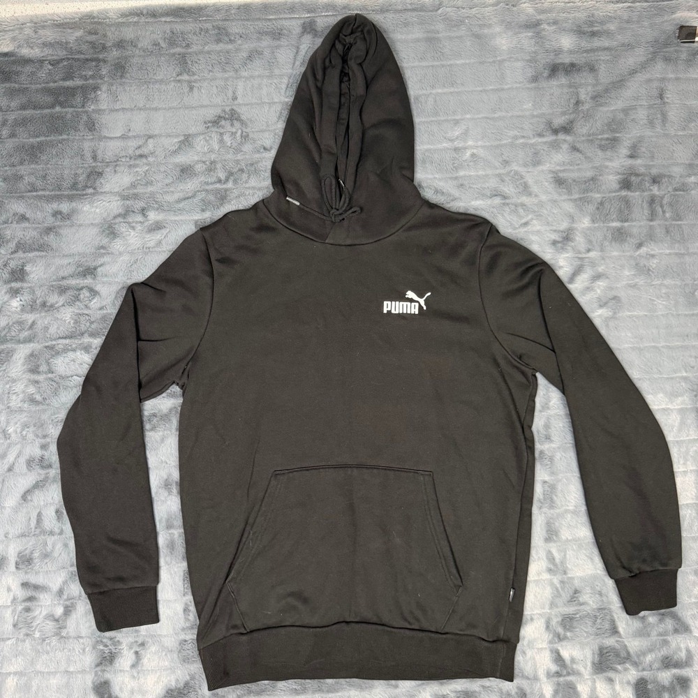 Puma Mens Essentials Logo Hoodie Black Fleece Sweatshirt Size M 6673